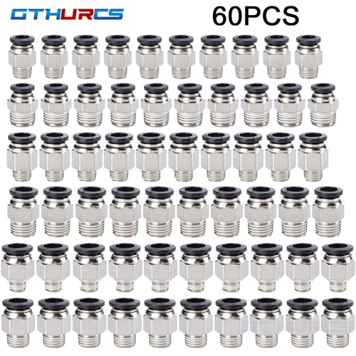 Accesorios Neumáticos de alta calidad, conector rápido de aire para PC, 40/60 piezas, PC6-01/02, 8-01/02, 10-01/02, 1/8 "", 1/4"", rosca macho, acoplamiento rápido