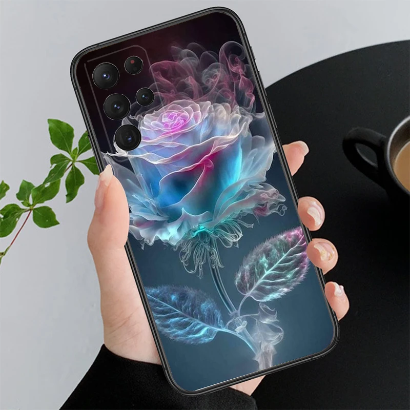 Purple Blue Pink Rose Phone Case For Samsung S24 S23 S22 S21 S20 Ultra S20 S22 S21 S23 S20 FE S24 Plus