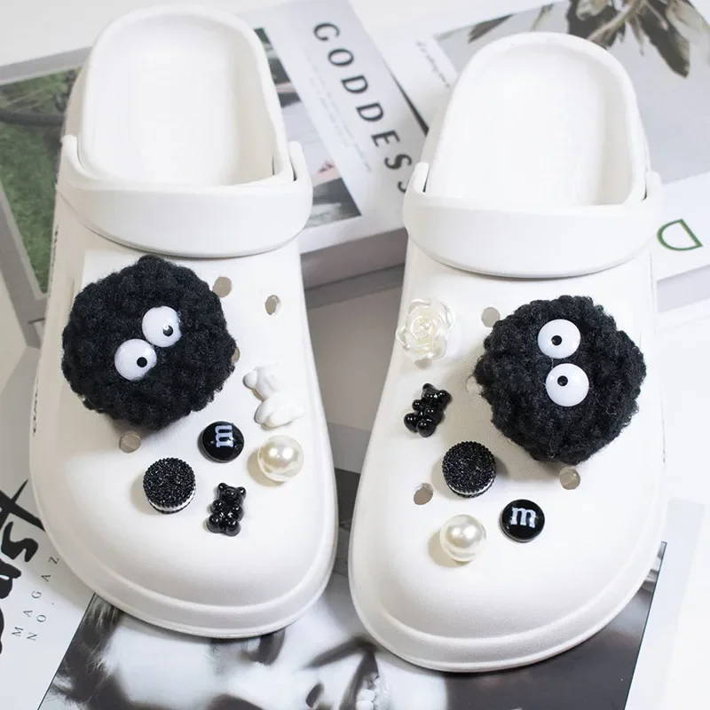 DIY Black Plush Ball Shoes Charms for Furry Ball Cute Hole Shoe Charms Designer Lovely Accessories All-match Hot Sale 2024 image 4