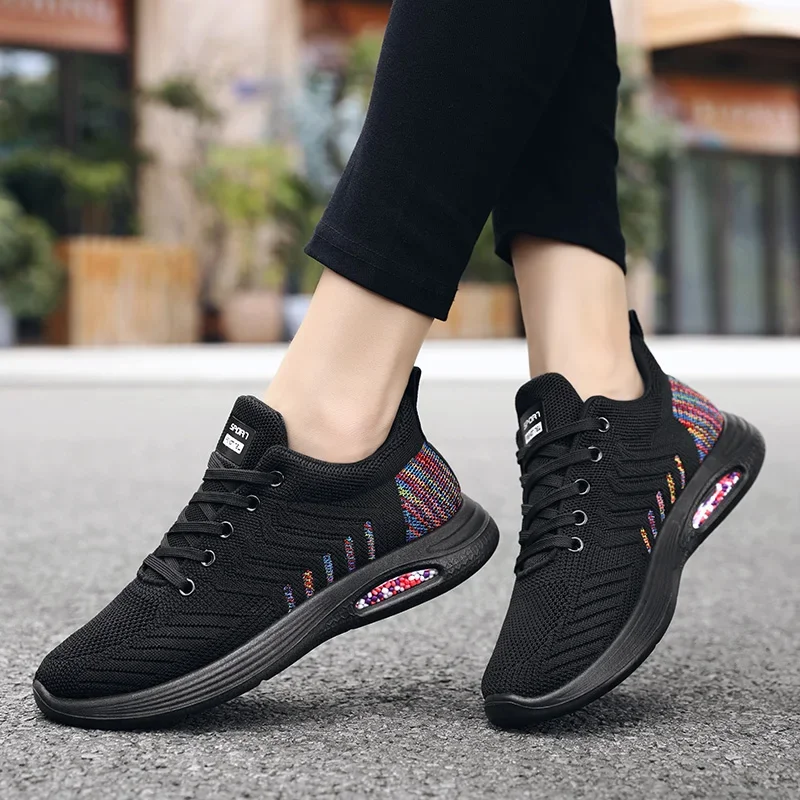 Women's Sports Shoes 2023 Spring New Platform Comfortable Tennis Female Air Cushion Sneaker Woman Breathable Mesh Gym Shoes