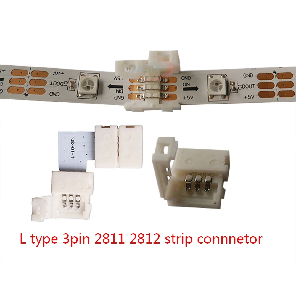 5set L Shape 2pin 3pin 4pin 5pin 6pin LED Connector For connecting corner right angle 5050 RGB RGBW 3528 ws2812 LED Strip