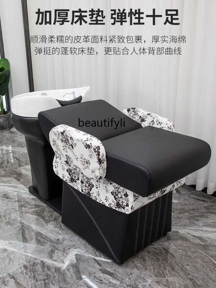 Half Lying Shampoo Chair Half Lying Flushing Bed Barber Shop Ceramic Beauty Salon Shampoo Bed