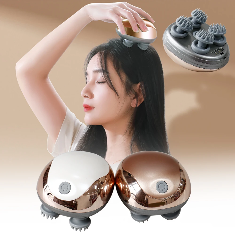 Wireless Head Massager Multi-function Body Deep Tissue Massage Kneading Vibrating Massage Relaxation Soft Silicone Hair Growth