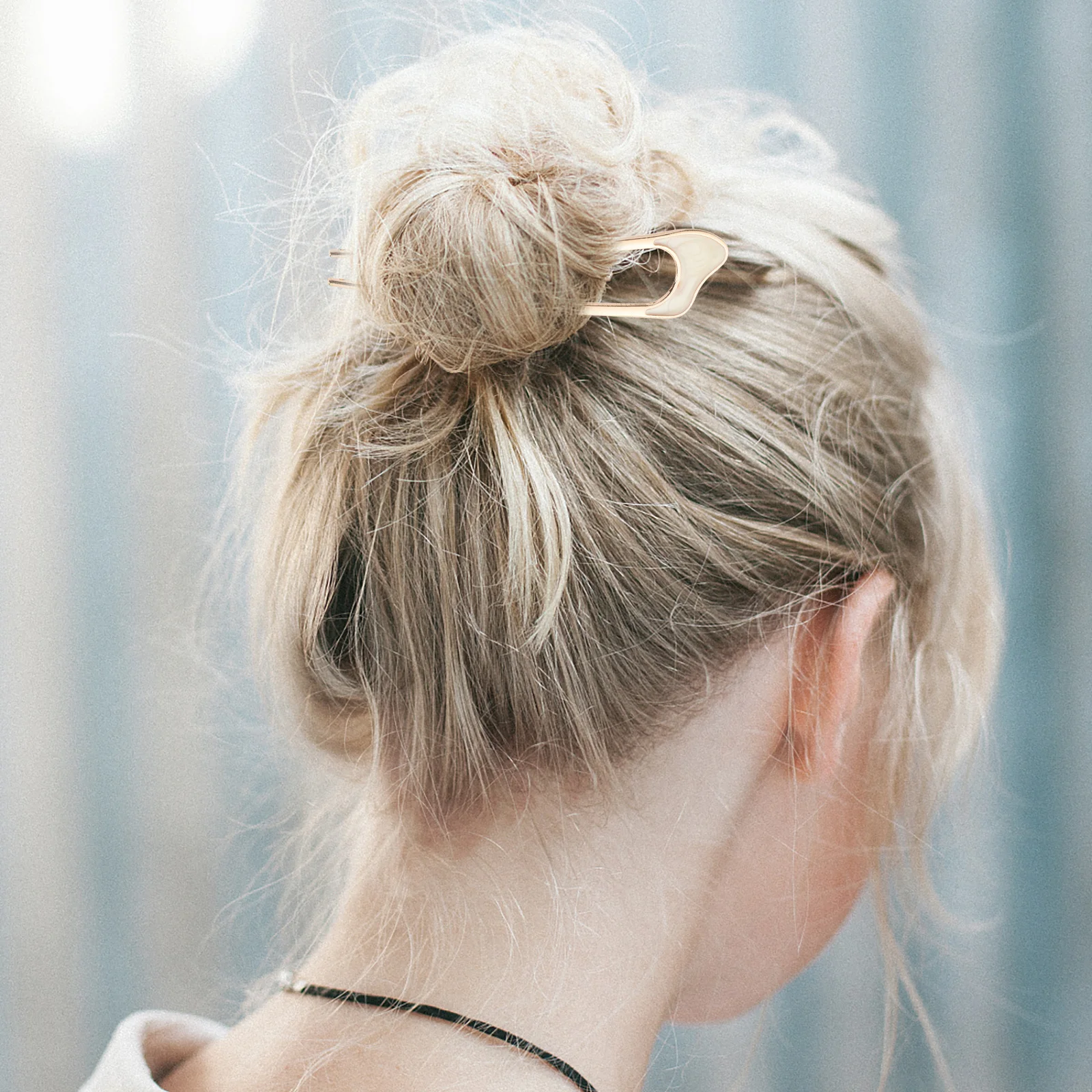 

Stylish Hair Shape Chignon Pin for Women Metal Hair Stick Accessories Elegant Enamel French Pins for Thick Hair Gold