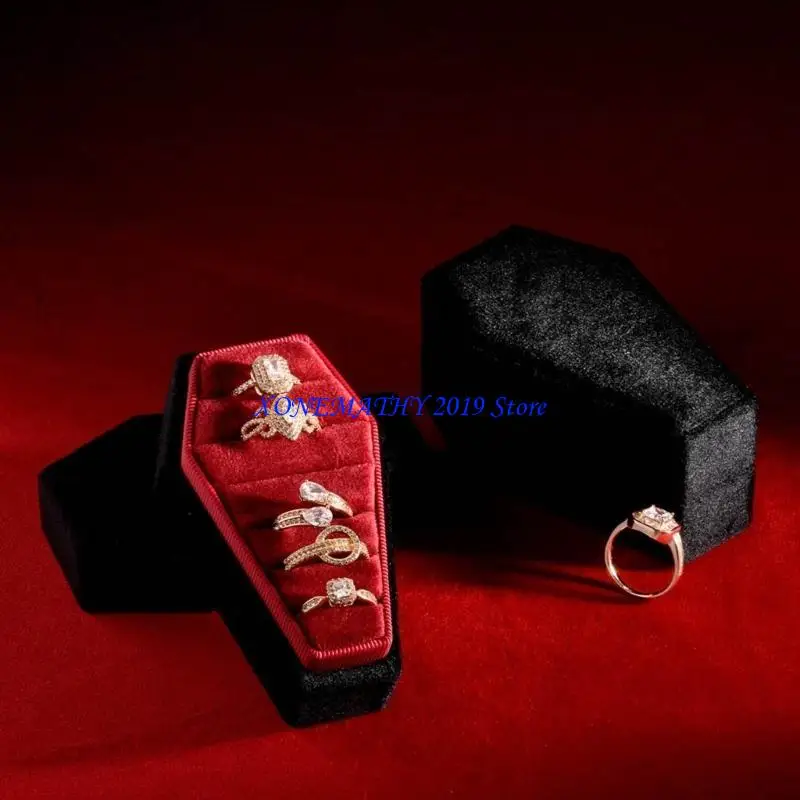 

F42F Gothic Coffin Jewelry Box Earrings Rings Necklace Display Storage Cases