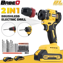 BABEQ 45NM Brushless Electric Drill Multifunction Cordless Driver Drill Electric Screwdriver Power Tool for Makita 18V Battery