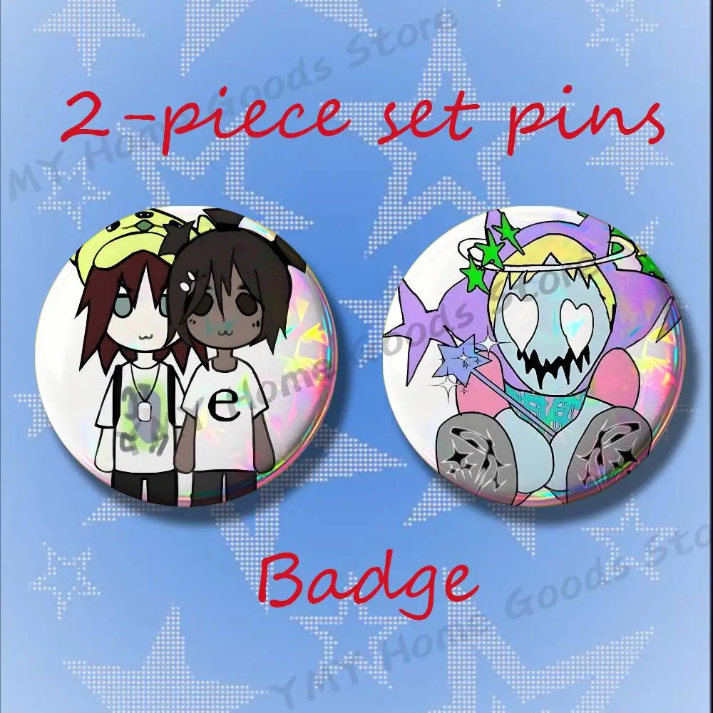 Ecco2k Drain Gang Vintage Anime 2-piece set Free Mix Backpack Clothes Jewelry Accessories Round Badge Collection Gifts