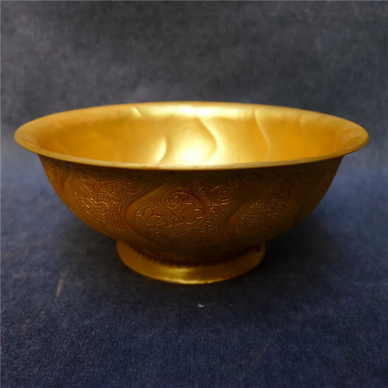 

Copper Gold Bowl Datang Zhenguan Handmade Carving Home Decoration Crafts Ornament Cornucopia Lucky Opening Gifts
