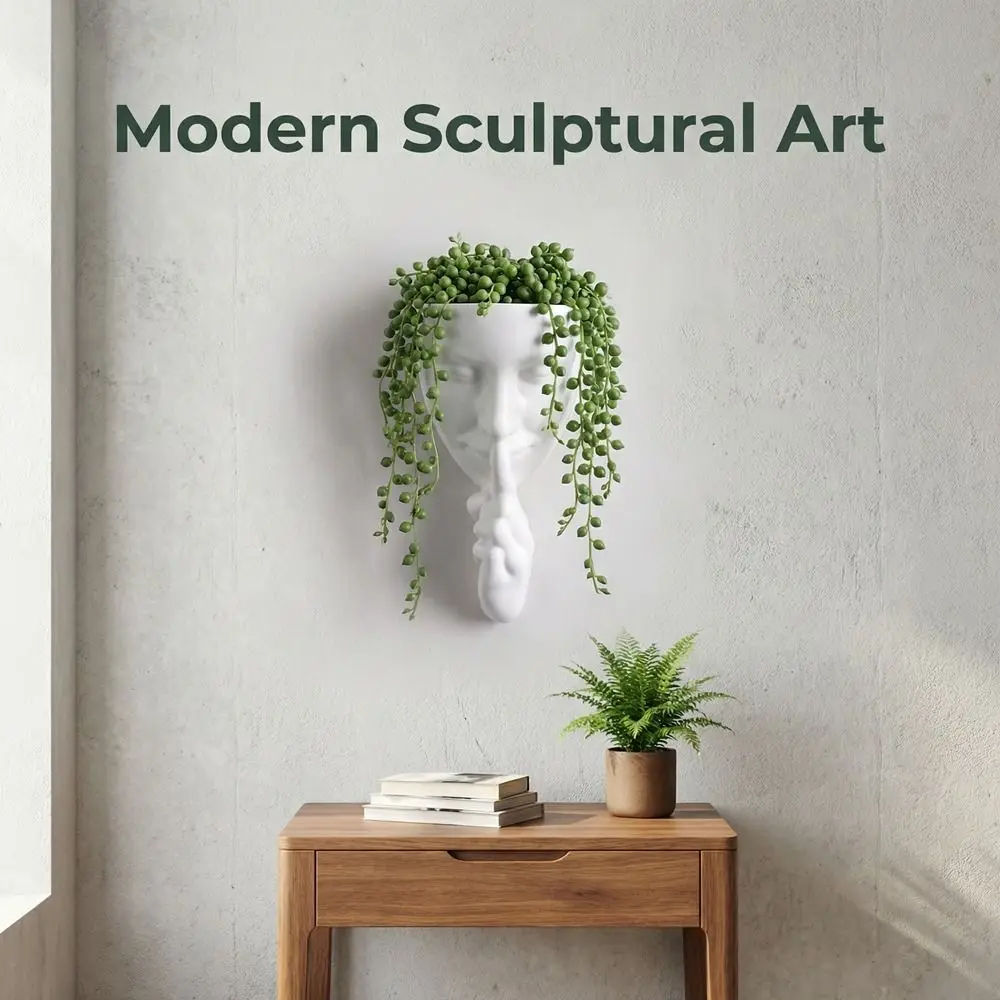 

Silent Human Face Decorative Vases Bohemian Style Aesthetic Wall Mounted Flower Pots Handmade Craft Hanging Planter