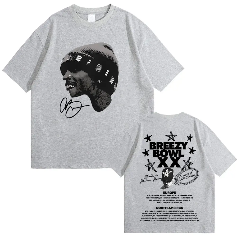 كريس براون بريزي السلطانية XX 2025 جولة تي شيرت موضة الهيب هوب خمر تي شيرتات قصيرة الاكمام الرجال النساء الصيف تي شيرتات قطن بلايز #3