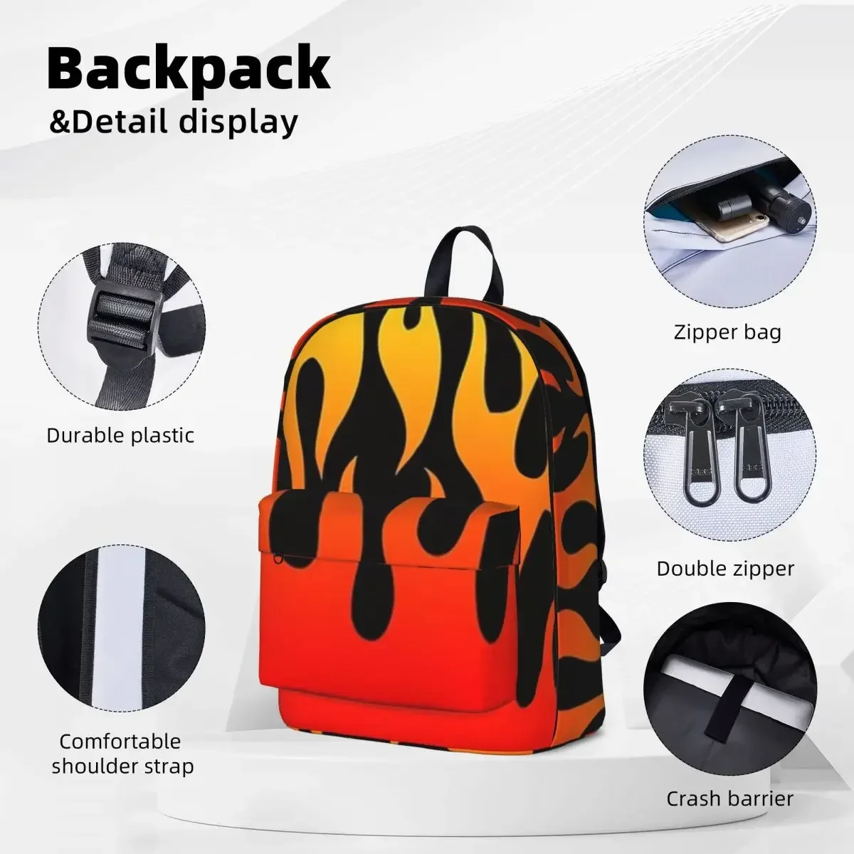 Oldschool Flame Aesthetic Woman Backpacks Boys Girls Bookbag Casual Students School Bag Portability Laptop Rucksack Shoulder Bag