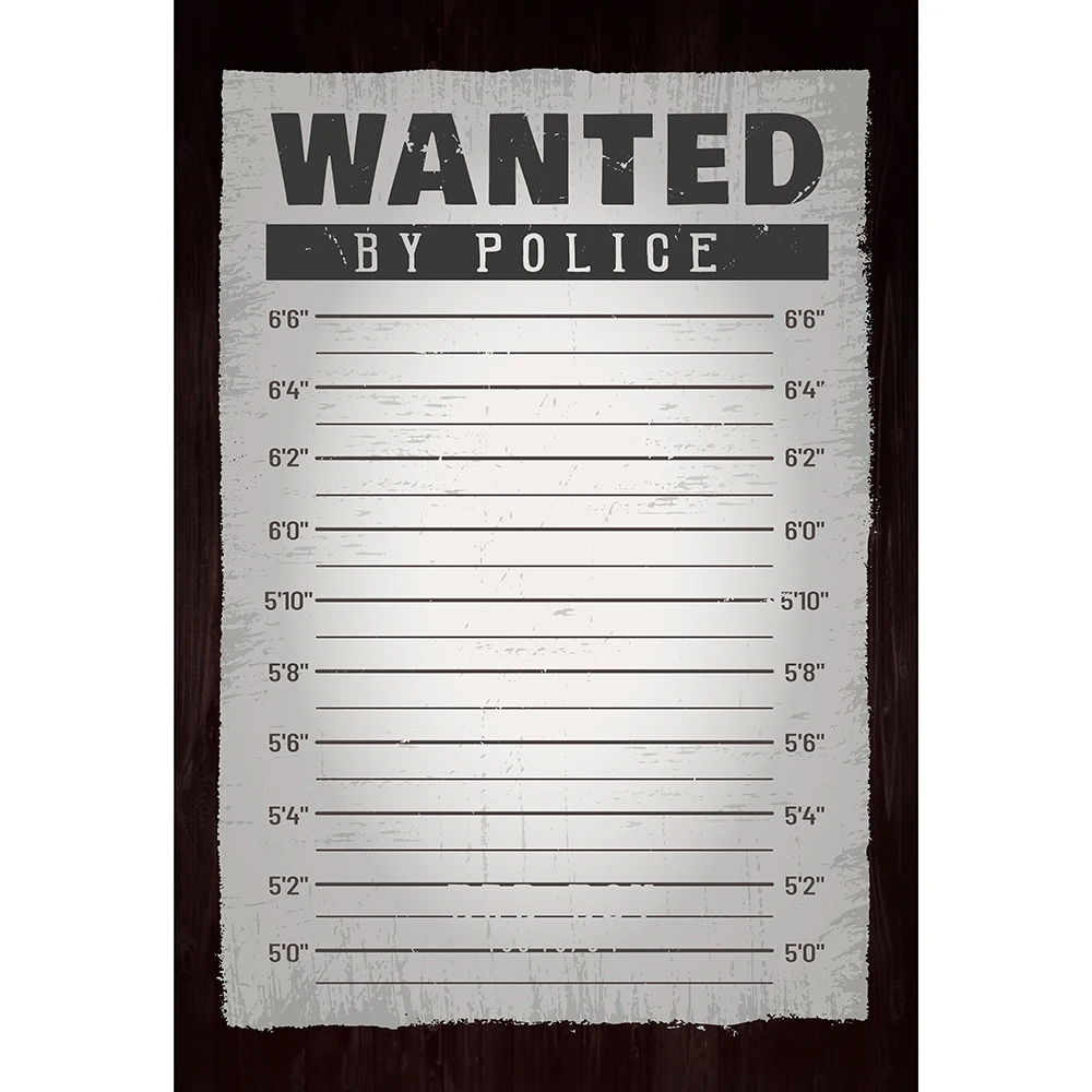 Police Lineup Height Charts Wanted by Police Spy Agent Theme Party Decor Banner Photography Backdrop Mugshot Measurements Poster