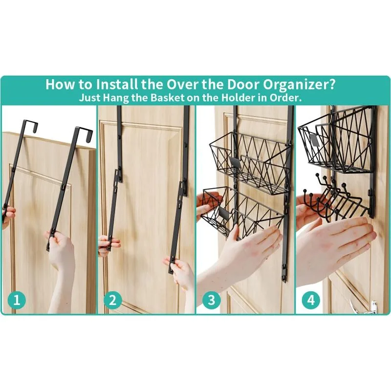 Porta Ganchos com 9 Ganchos e 2 Cestos Malha