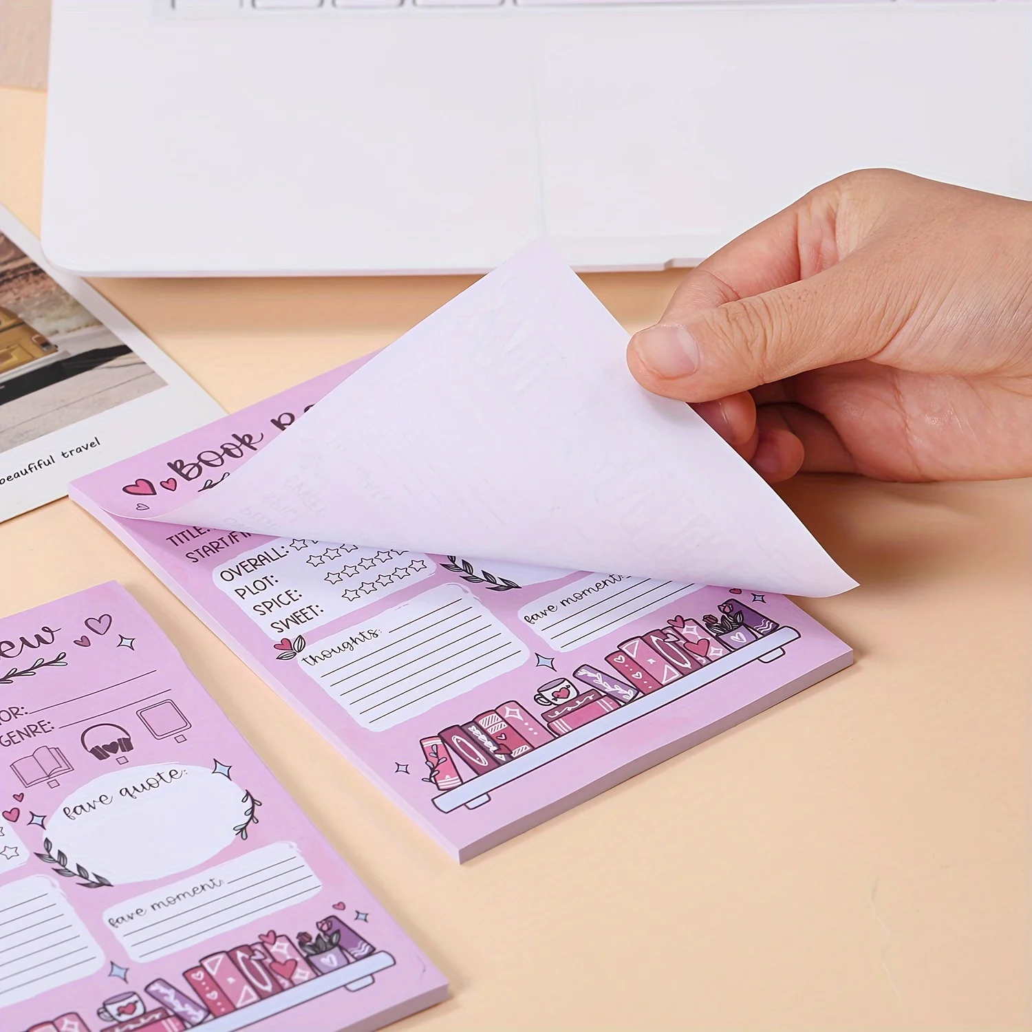 1/2/4 Stück lustiger Buchrezensions-Notizblock, perfektes Geschenk für Buchliebhaber und den täglichen Bürogebrauch, ideal zum Organisieren von Ideen und Notizen. – Detail 5