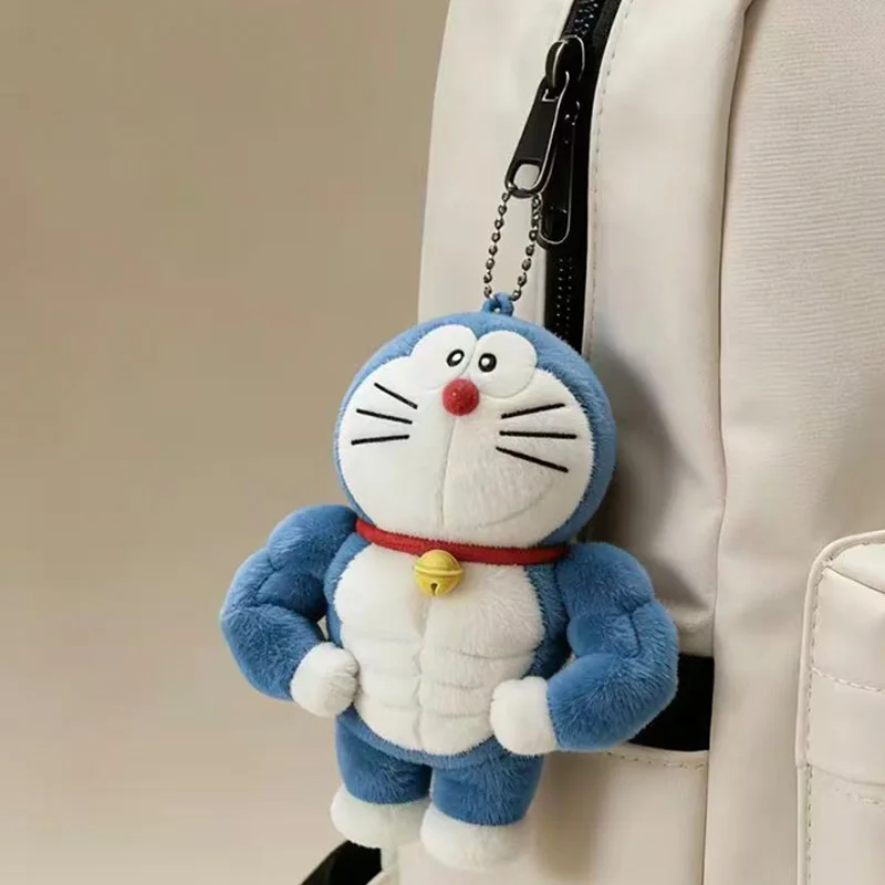 Japanese Style Doraemon Fitness Muscle Plush Keychain Cartoon Plush Toy Backpack Accessories Decoration Anime Peripherals Gift