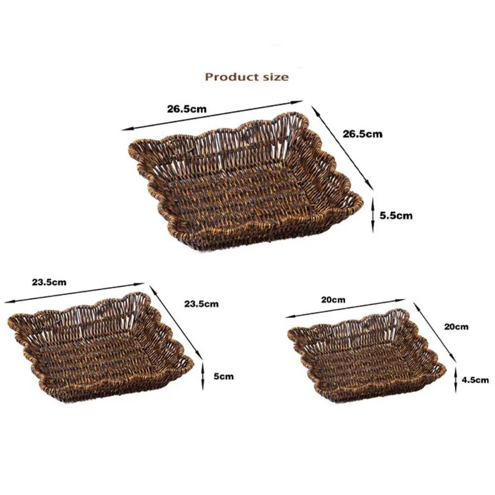 Multistyles Nachahmung Rattan Obstteller Retro Woven Handheld Lagerung Rattan Gewebt Tee Tablett Picknick Snacks Diverse Körbe