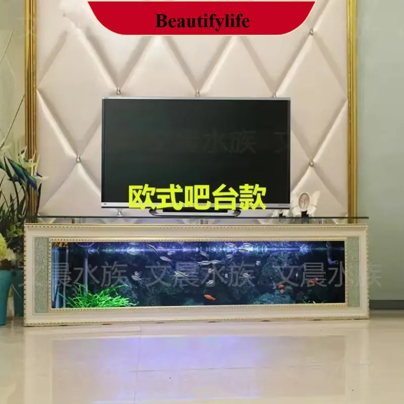 European TV Cabinet Fish Tank Living Room Home Ecological Aquarium Wall Fish Tank  H