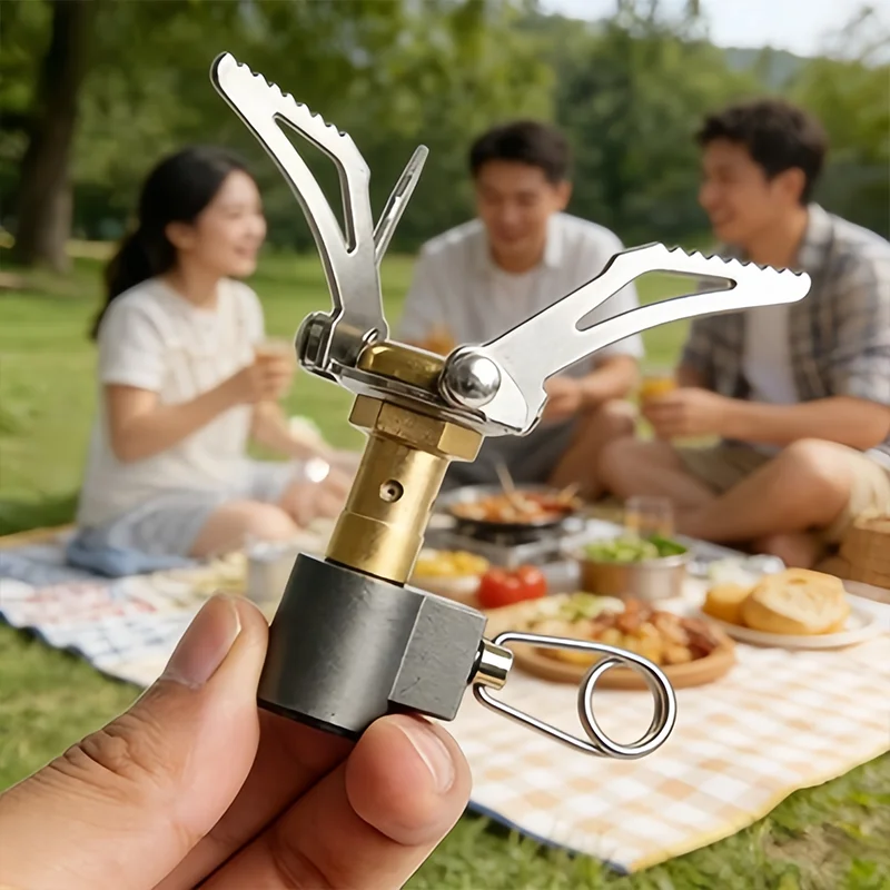 

DHTB-3000T Titanium Mini Camping Gas Burners 45g One-Piece Pocket Stove Outdooor Hiking Folding Cooking Furnace Portable ﻿