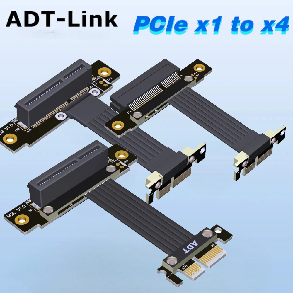 

PCI-E 4.0 x4 to x1 Extension Cable PCIe4.0 Gen4 16Gbps Adapter Riser Cable For Network NVMe SSD GPU Card Capture Card 4x 1x Slot