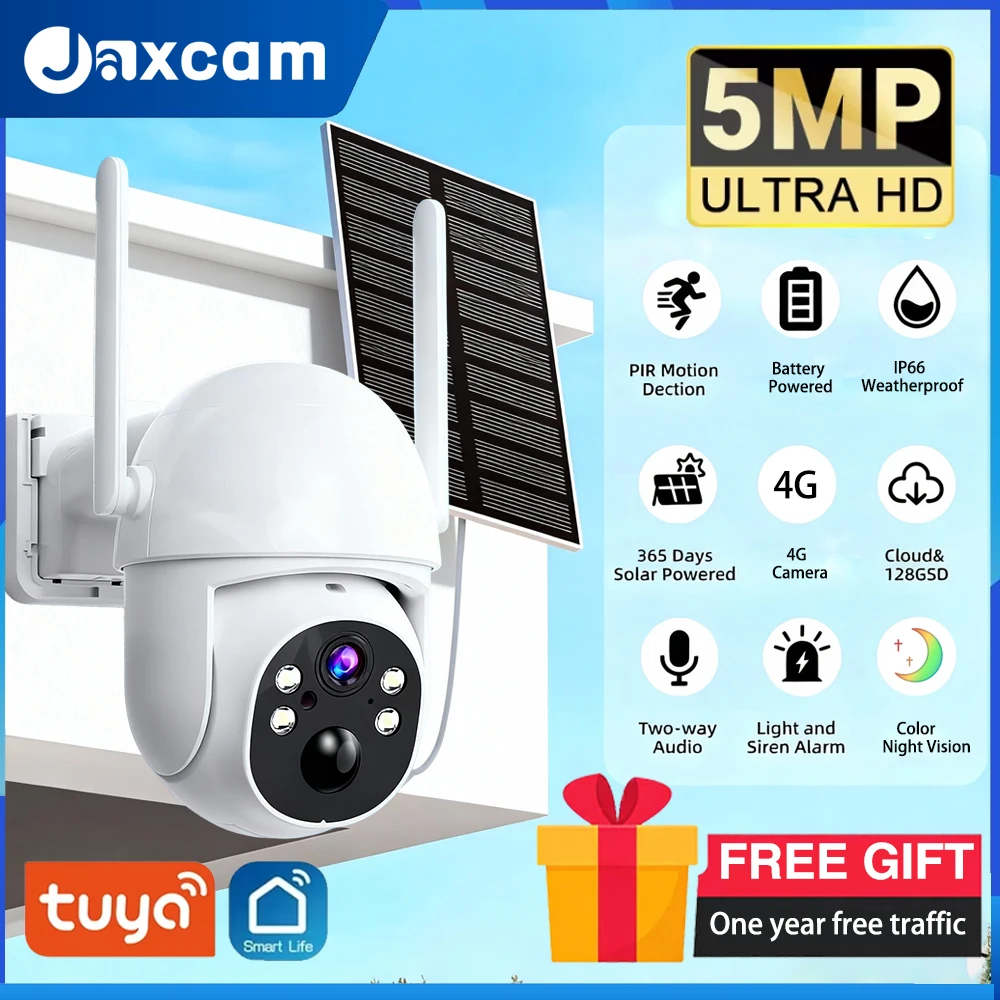 

Tuya 5MP HD 4G Solar Battery Camera With Solar Panels Color Night Vision IR Motion Detection Outdoor waterproof PTZ IP cam