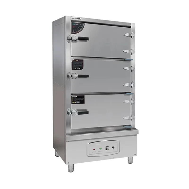 

Commercial Steam Cabinet Three Door Electric Steamer Stainless Steel No Flavor Mixing Steaming Oven For Seafood Rice Vegetables