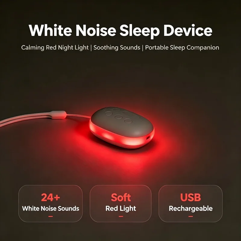 Q10 Plastic White Noise Machine 24 Soothing Sounds Soft Red Night Light for Adults Insomnia