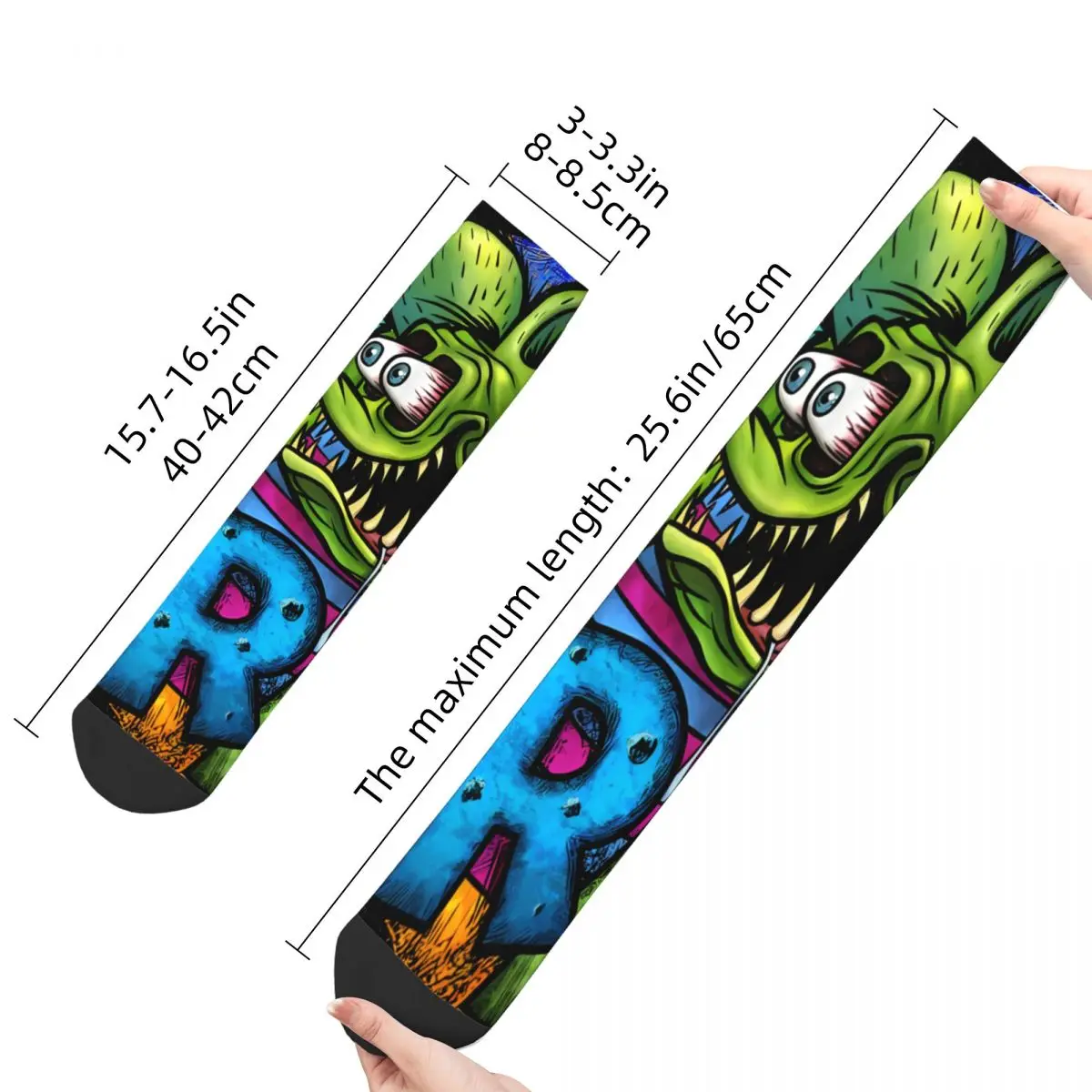 Funny Men\'s Socks Retro Retro Harajuku Tales of the Rat Fink Cartoon Film Hip Hop Seamless Crew Crazy Sock Gift Pattern Printed