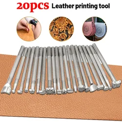ALLGOOD 20pcs Leather Stamp Printing Tool Kit Alloy Punch Set Carving Punch Saddle Making Tools For Leather Craft DIY Artwork