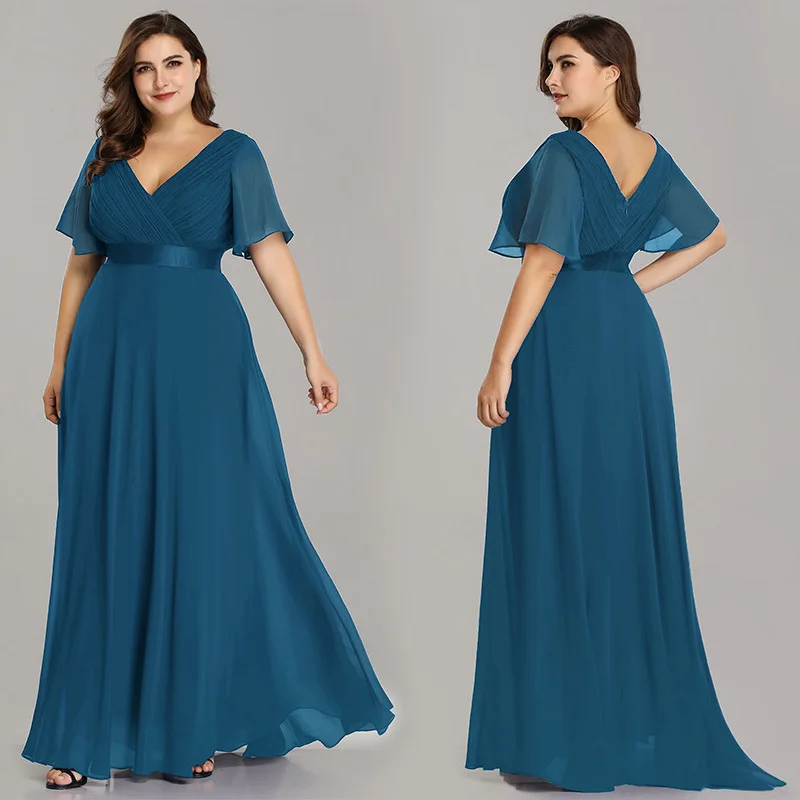 customise-plus-size-v-neck-a-line-chiffon-bridesmaid-dresses-pleat-elegant-wedding-party-formal-prom-evening-zipper-back