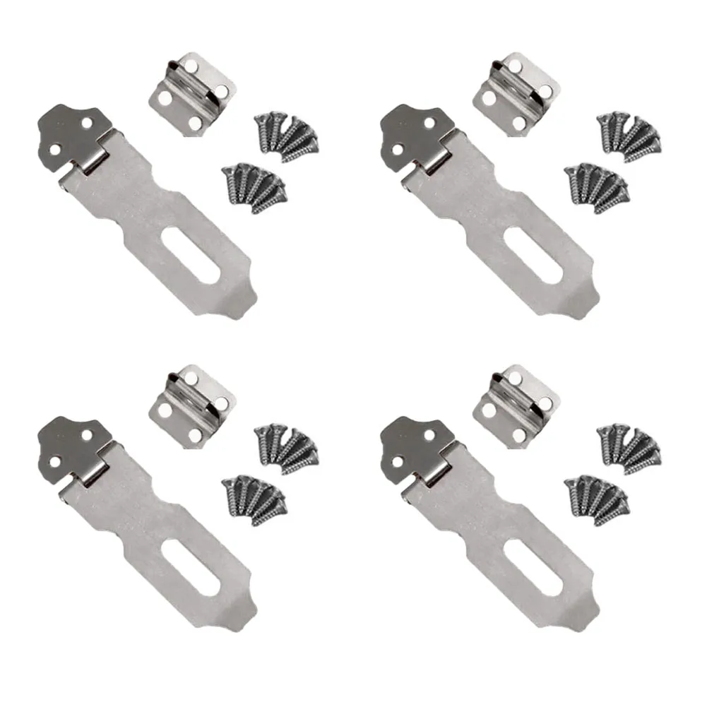 

Комплект из 4 складных замков-защелок из нержавеющей стали с углом 90 градусов для использования в помещениях, на дверях, шкафах, ящиках и для систем запирания.