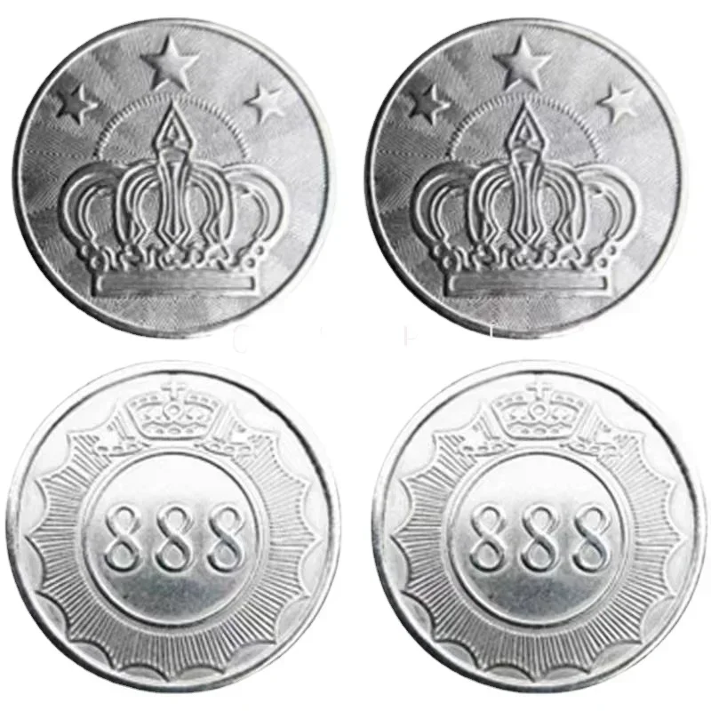 100 Customizable Crown  Tokens Per Pack, 25 * 2mm Stainless Steel, for Arcade Slot Machine Game Cabinets