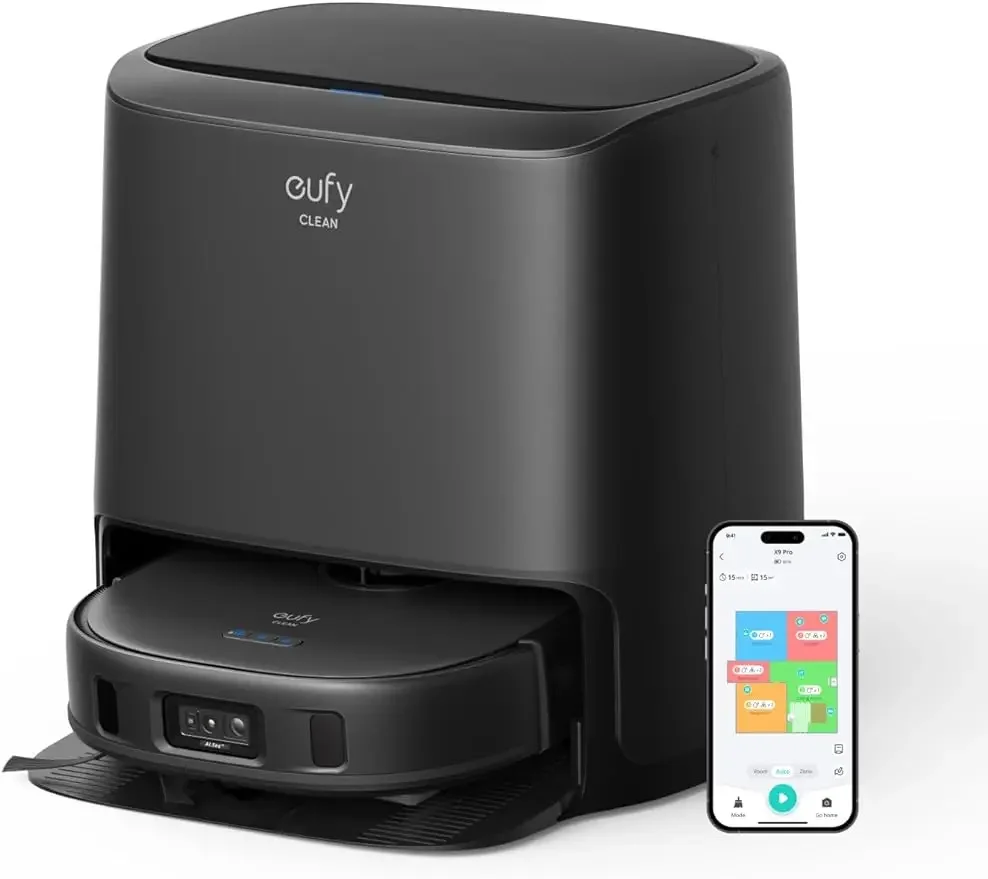 

Eufy Clean X9 Pro CleanerBot с адаптируемым давлением MopMaster, 2 вращающихся швабры, обнаружение ковра с 12 мм