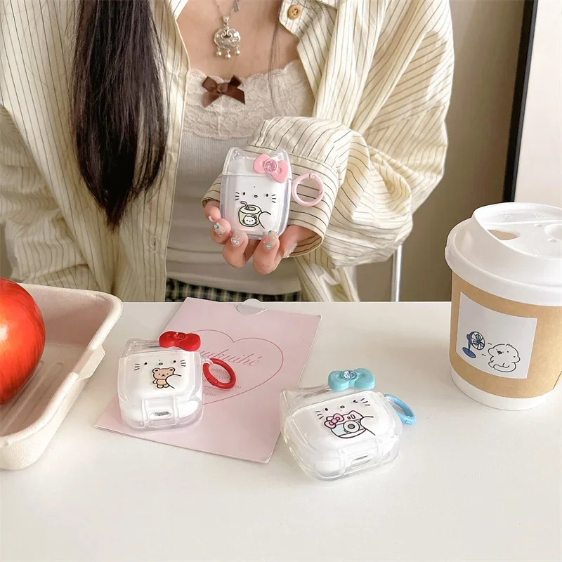 Casing AirPods Pro2 Airpod Pro 1 2 3 Bluetooth, casing penutup pelindung Earphone, kotak pengisian daya, earbud kreatif kartun busur