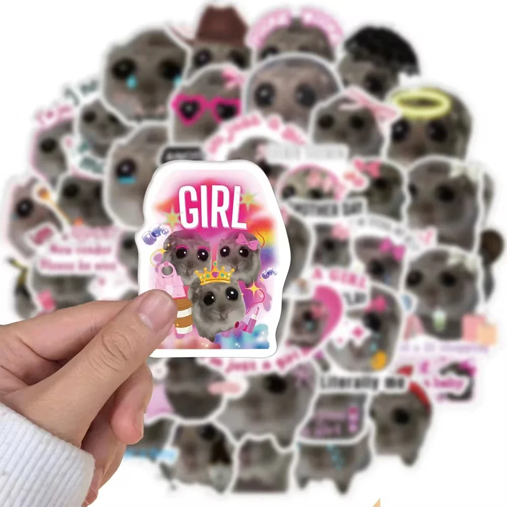 56pcs Sad Hamster Meme room decor wall art stickers papel tapiz pared adhesivo pegatinas de pared impermeable cozinha bookmark