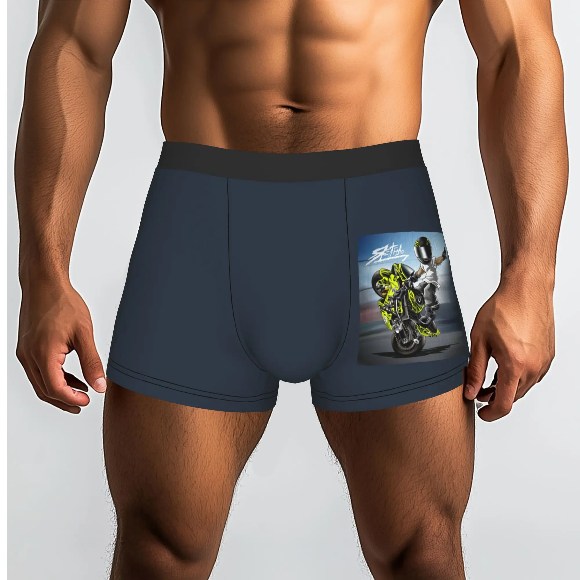 Custom Male Cool Motorcycle Stunt Sport Cartoon Pattern Underwear Mobile Bicycle Boxer Briefs Soft Shorts Panties Underpants