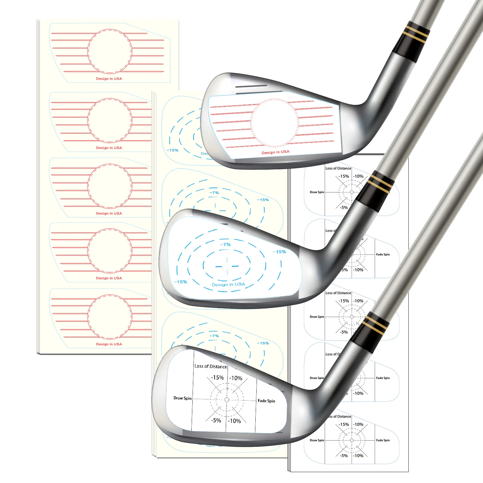 تسميات ملصقات الشريط تأثير نادي الغولف للمكاوي تحسين دقة التأرجح مع تحليل البقع الحلوة للتدريس الذاتي 125 قطعة