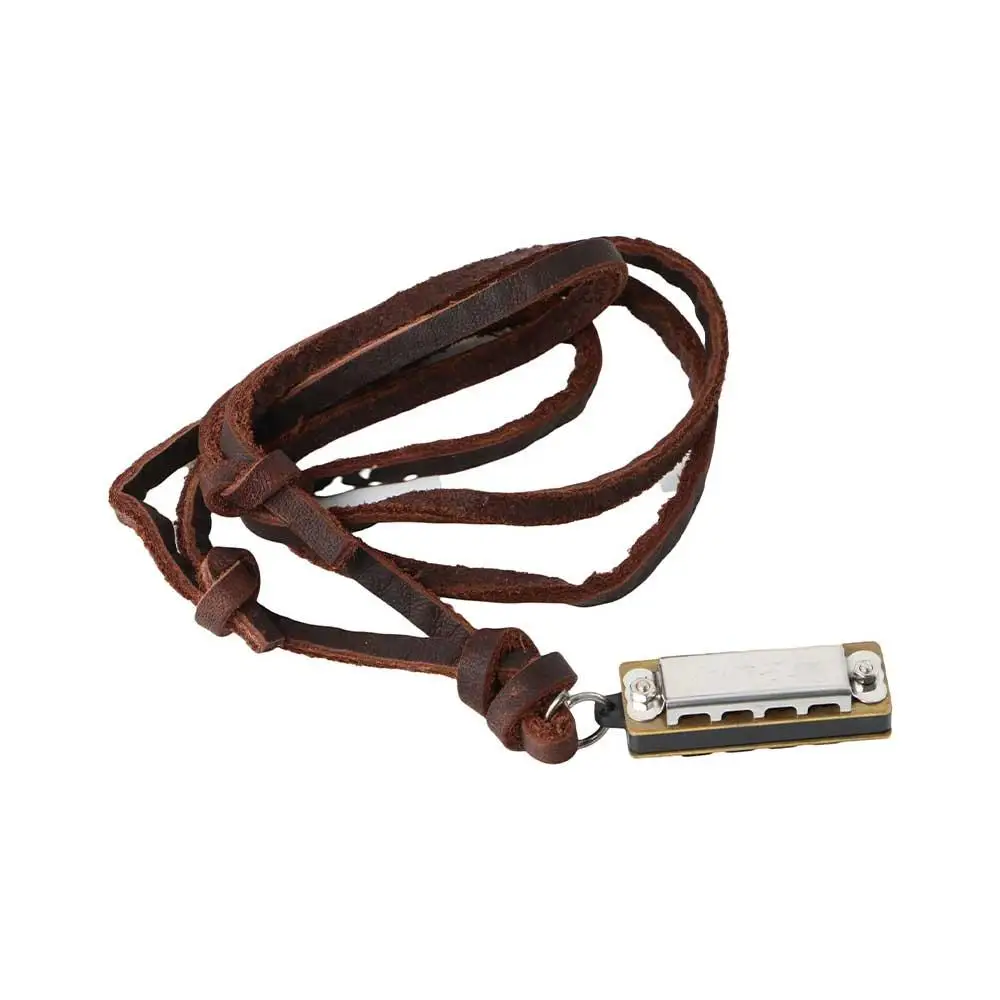 Jewelry Retro Personalized Harmonica Leather Pendant Necklace