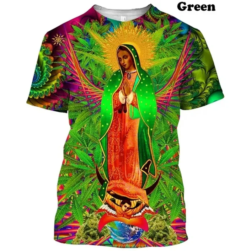 Christmas Men's and Women's T-Shirts Jesus Men's T-Shirt 3D Printed Short Sleeve Virgin Mary Men's T-Shirt Oversized Men's Wear