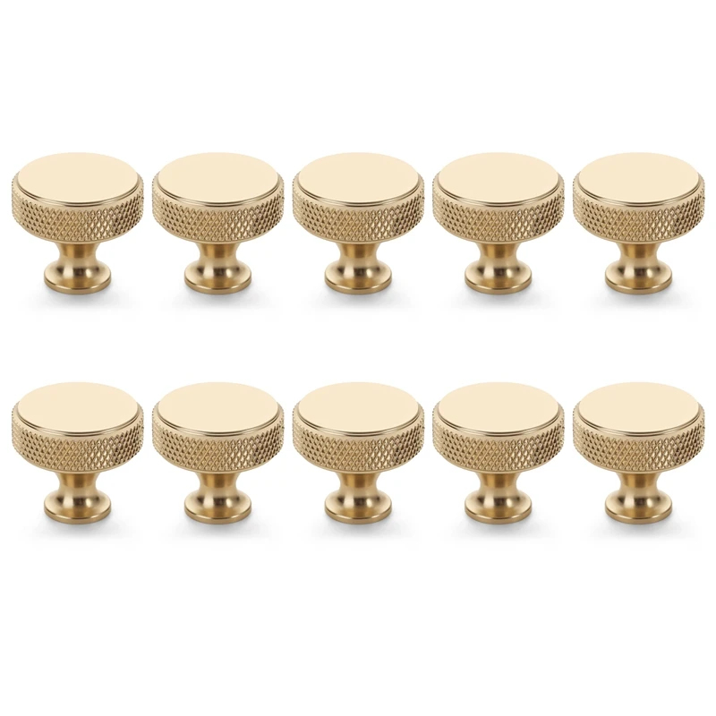 

10 Pack Cabinet Knobs Round Champagne Bronze Cabinet Knobs Knurled Cabinet Pull For Drawer Dresser, Cupboard And Wardrobe