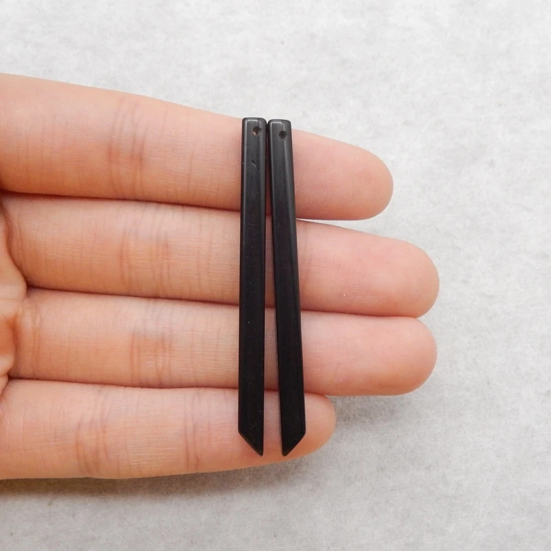 Natural Obsidian Long Earring Beads 52x4mm 3.3g Fashion Jewelry Earring Accessories - Unique Natural Stone Fashion Accessory