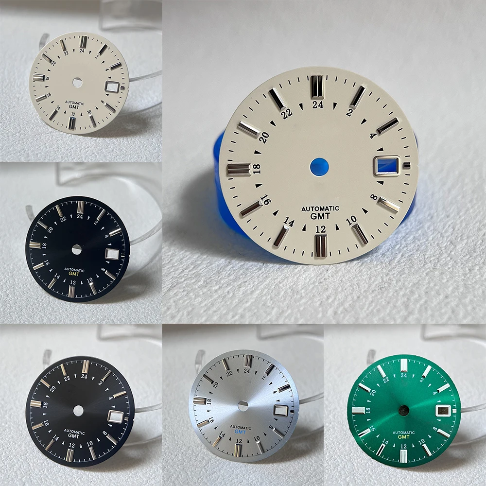

Циферблат 31 мм, бежевый, зеленый, черный циферблат с датой, циферблат Pilot GMT, подходит для часов с механизмом NH35, улучшение модели, аксессуары для индивидуального циферблата