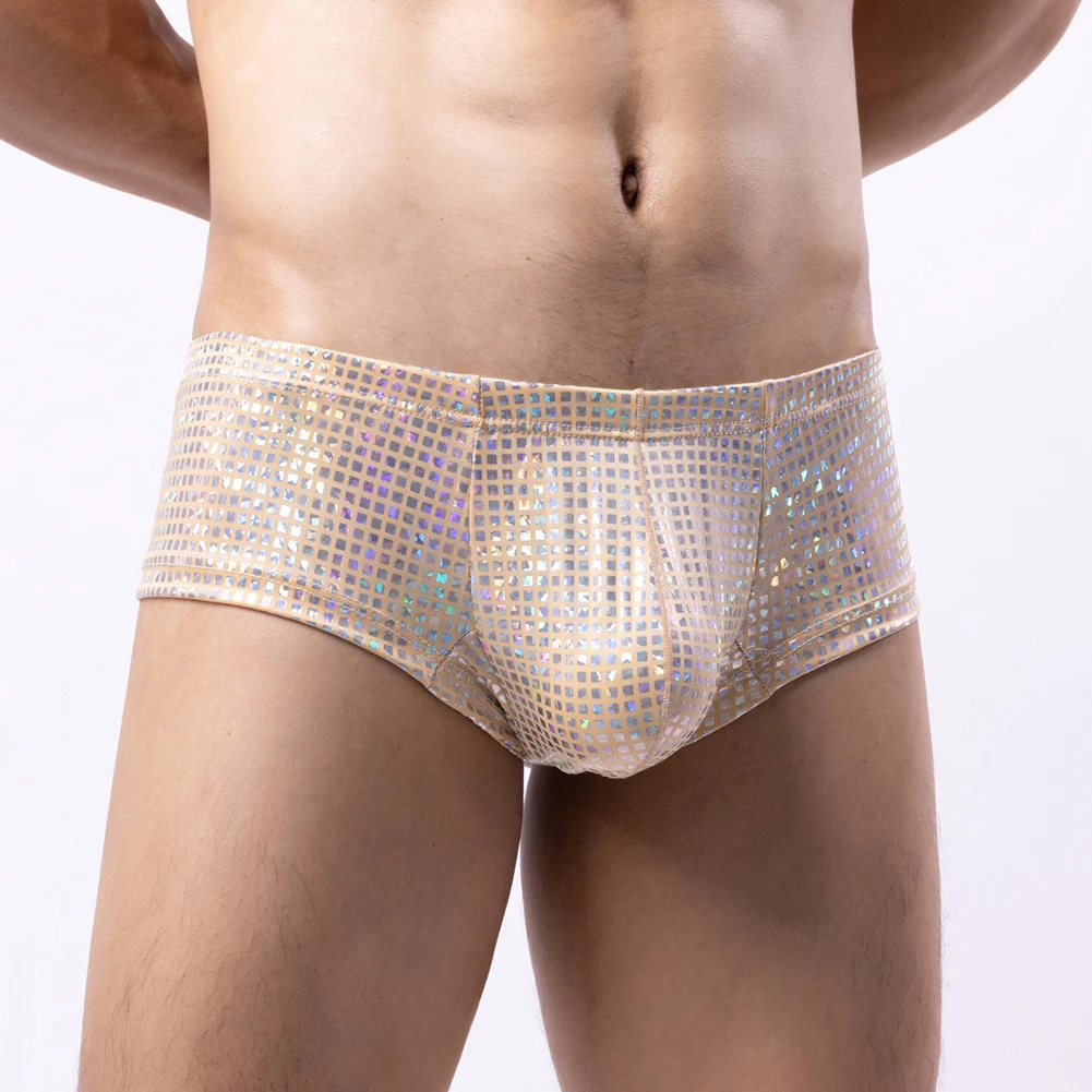 ش محدب الحقيبة الملابس الداخلية للرجال ، ملابس داخلية مثيرة ، جذوع لمعان ، شورت منخفض الخصر ، شورت مطاطي ، انتفاخ كيس الصفن الذكور