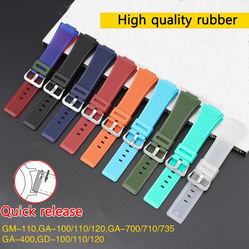 Resin Rubber Strap for Casio G-shock GM-110 GA-700 GD120 Stainless Steel Buckle Sport Waterproof Men Replace Watch Band 16mm