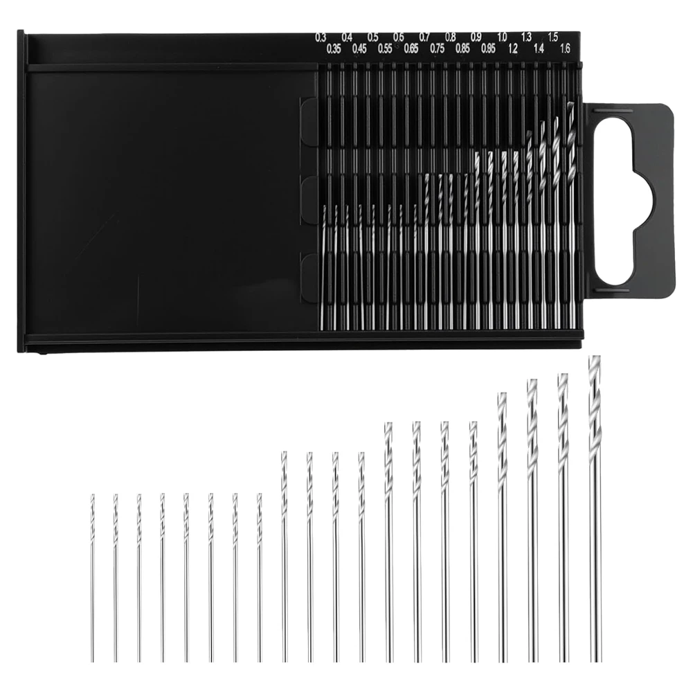 

PHFU-Mini Drill Bit Set,20 Pcs HSS Shank Twist Drill Bits Tiny Drill Bits DIY Kit Rotary Hand Tools Accessory (0.3-1.6Mm)