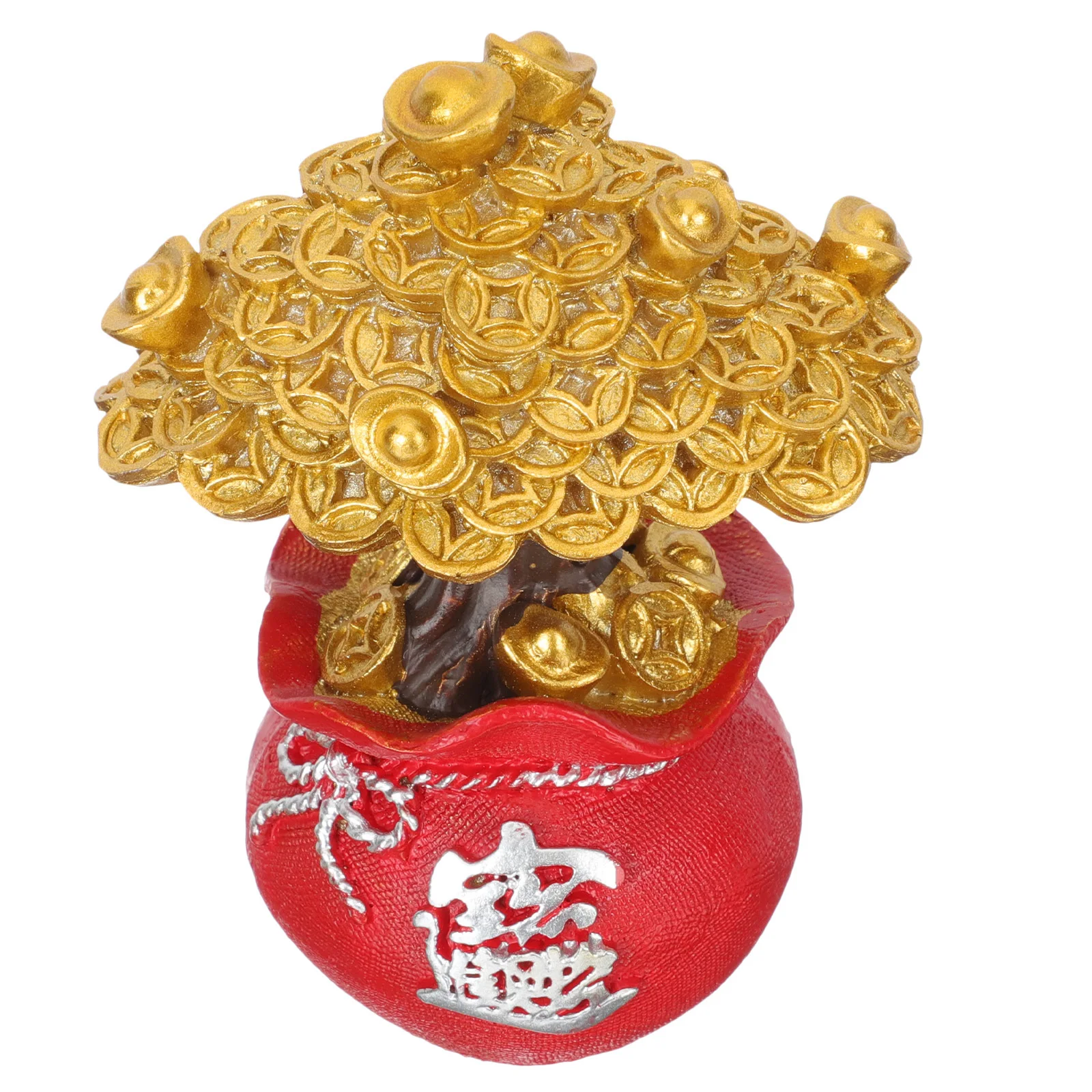 

1Pcs Fortune Tree Decor Premium Material Chinese Style New Year Desktop Ornament Resin Spring Festival Tabletop