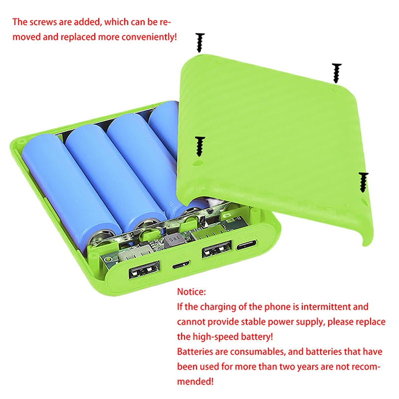 4 Slots 18650 Battery Box Case Mini Solderless Power Supply DIY Power Set Material Housing For Home Go Out And Other Occasions