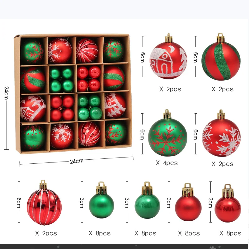 

Christmas Ball Ornament Set Big Xmas Tree Hanging Pendant Snowflake Merry Christmas Decoration for Home 2025 New Year Party Gift