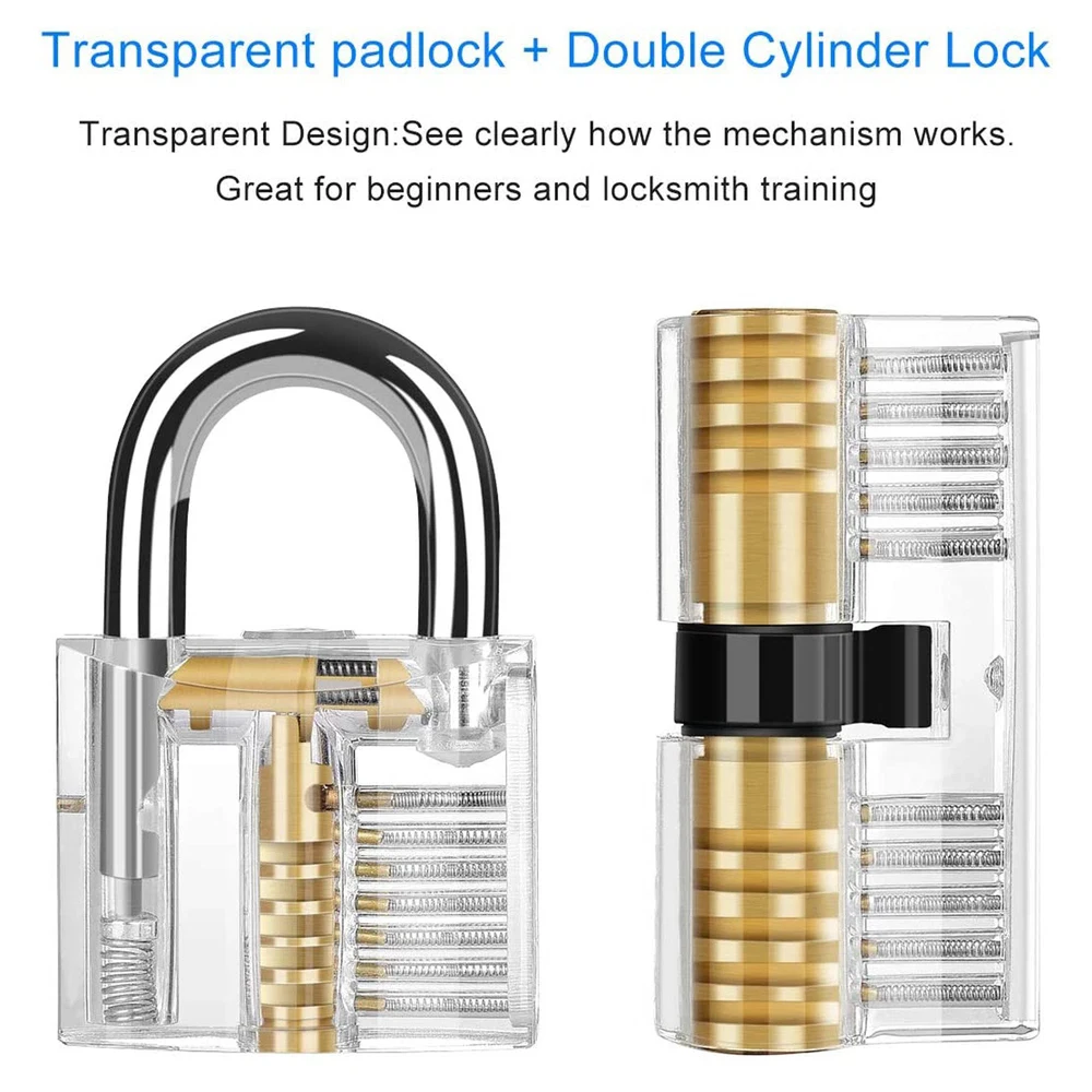 1Set Multifunctional Training Locks Set Lock Picking Set Transparent Padlock Hardware For Hand Tools Locksmith Tools Waterproof