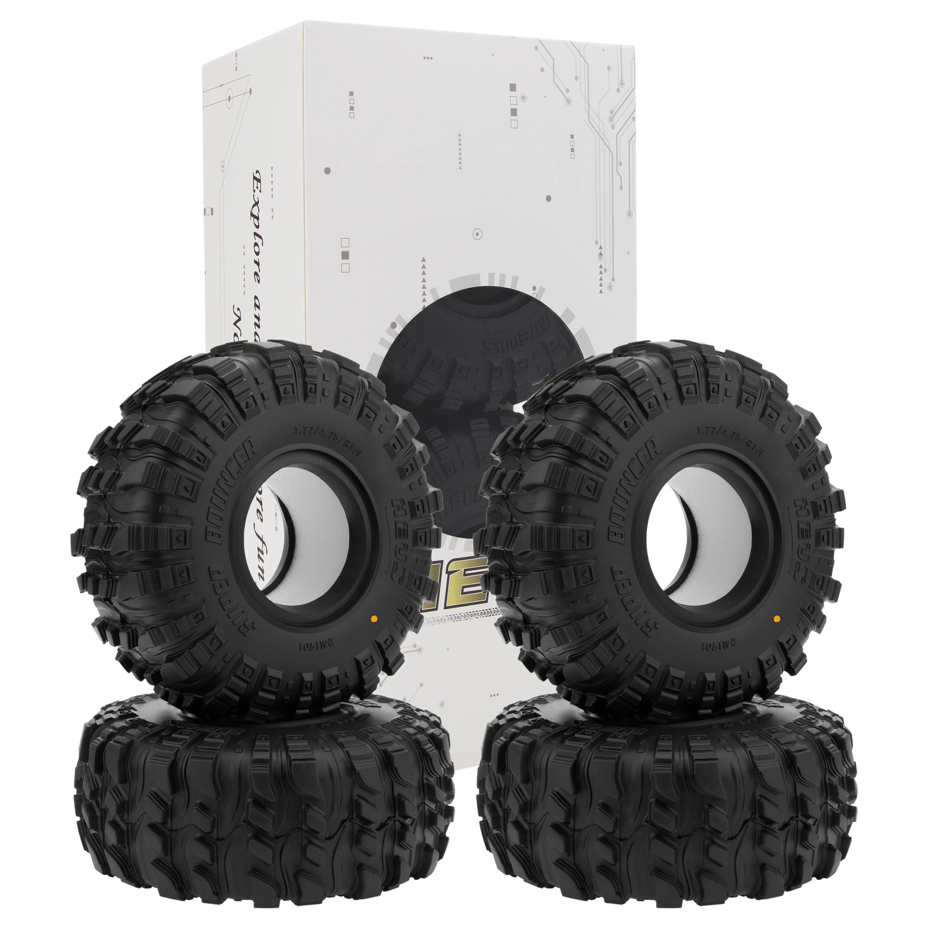MEUS RACING 6 Super Bouncer Crawler Tires for Axial SCX10 Pro SCX10 TRX4 Redcat Gen8 1/10 RC Crawler Car, 1.77/4.75/R1.9