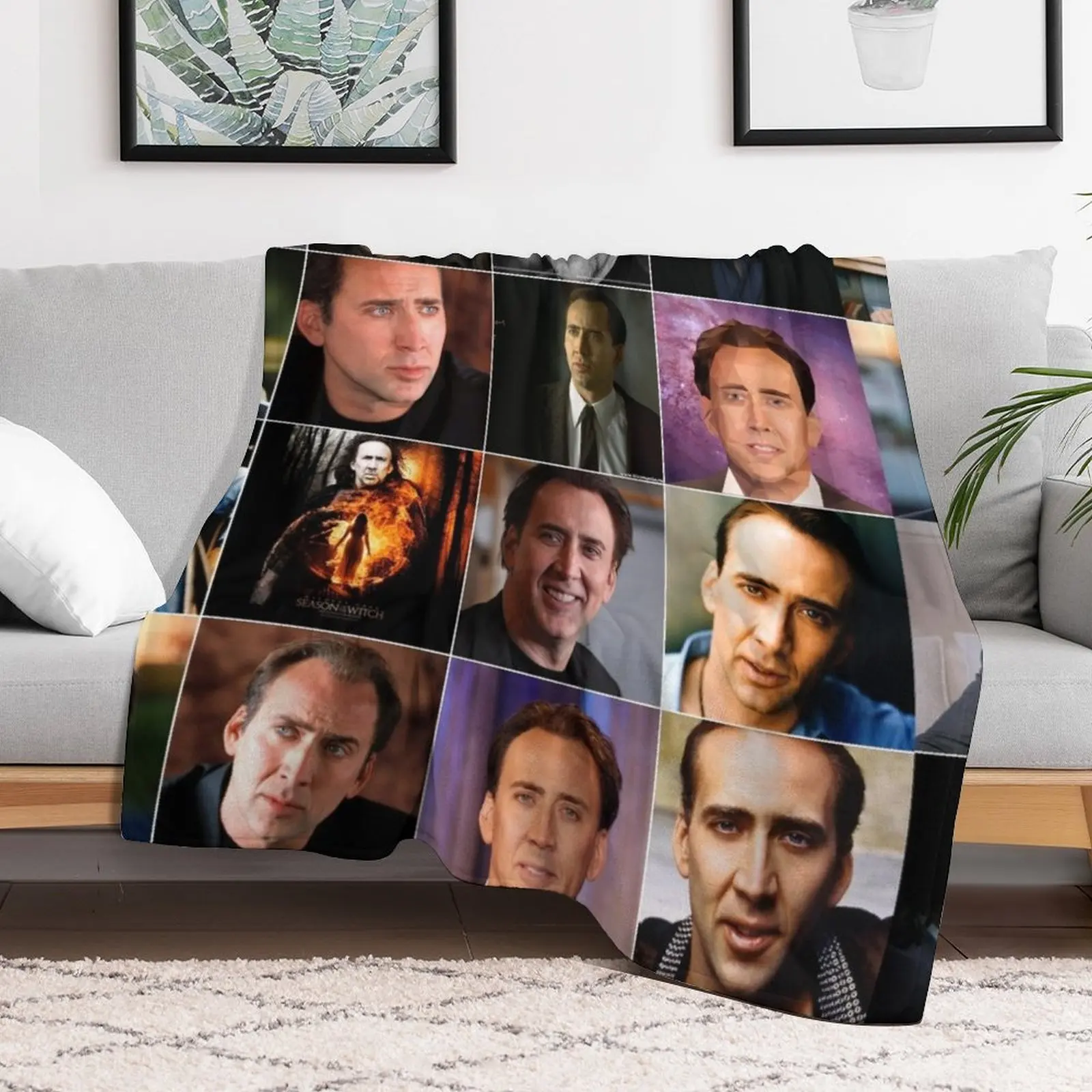 نيكولاس كيج صور كولاج رمي بطانية سرير منقوشة على الأريكة الثقيلة للنوم بطانيات فضفاضة #2